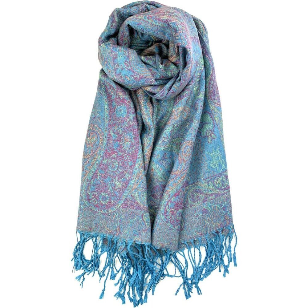 Women’s Pashmina Silk Scarf Wrap Paisley Pattern Fringe Shawl